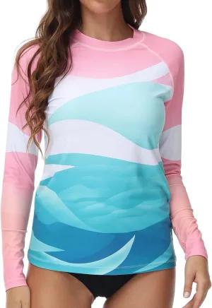 VAYAGER Womens Rash Guard UV Protection Long Sleeve Swim Shirts Quick Dry UPF 50  Water Beach Surfing Swimming Tops
