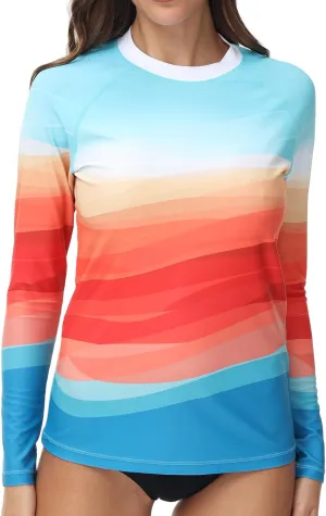 VAYAGER Womens Rash Guard UV Protection Long Sleeve Swim Shirts Quick Dry UPF 50  Water Beach Surfing Swimming Tops