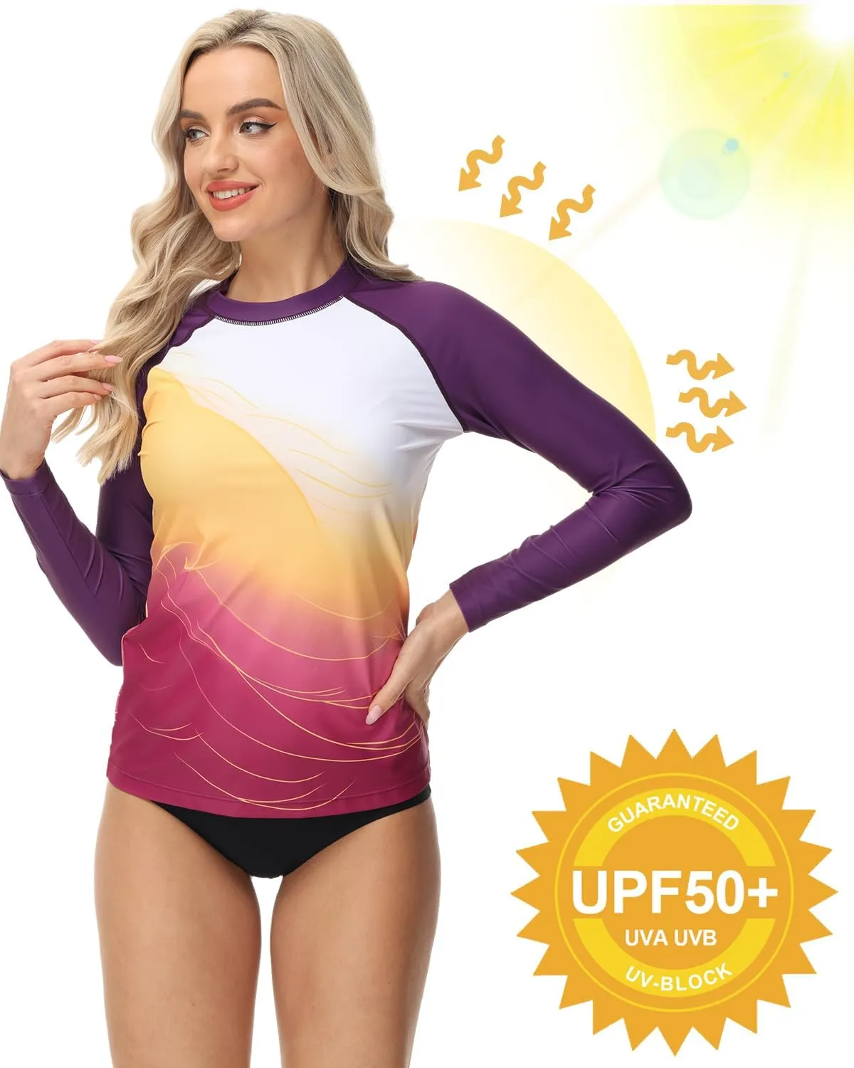 VAYAGER Womens Rash Guard UV Protection Long Sleeve Swim Shirts Quick Dry UPF 50  Water Beach Surfing Swimming Tops