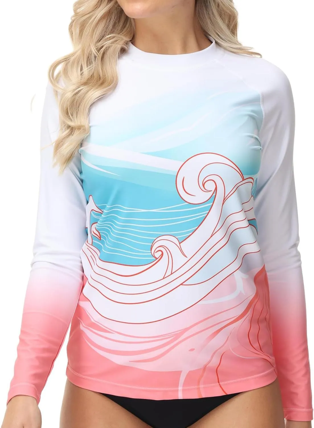 VAYAGER Womens Rash Guard UV Protection Long Sleeve Swim Shirts Quick Dry UPF 50  Water Beach Surfing Swimming Tops