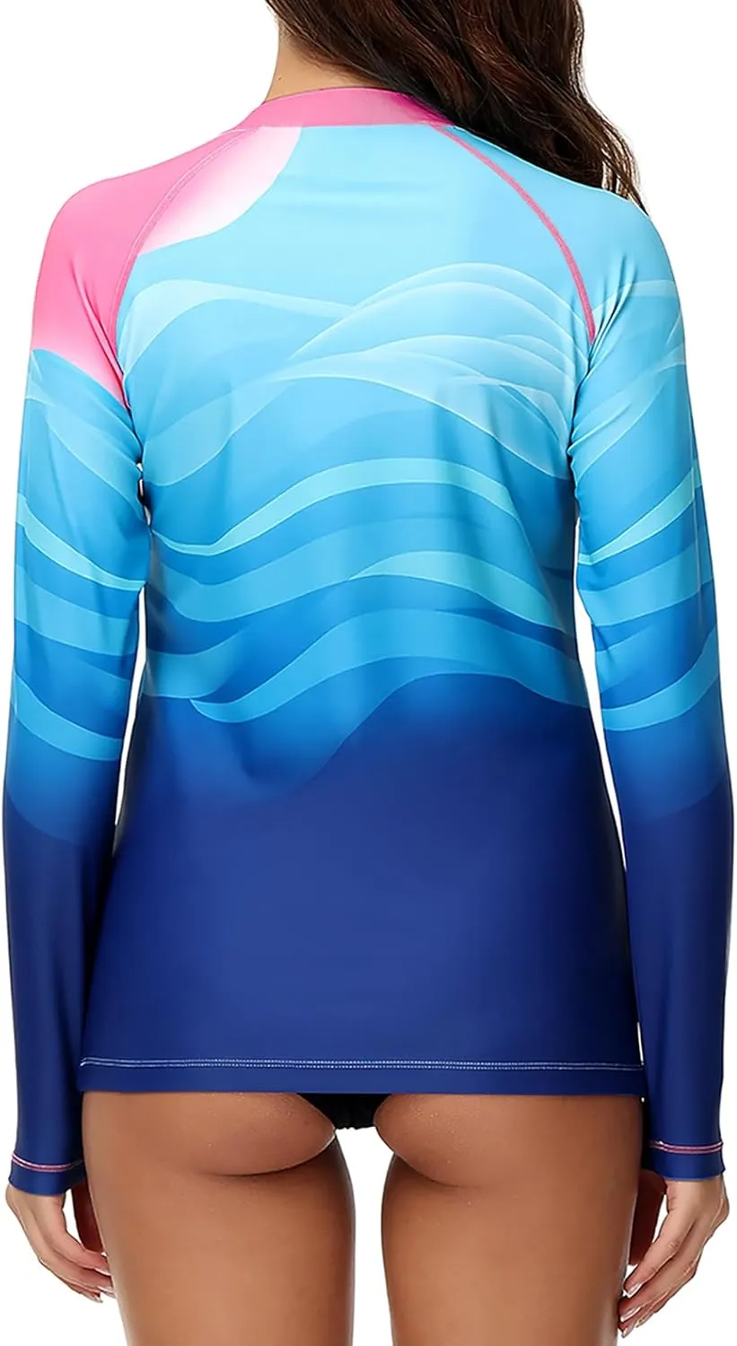 VAYAGER Womens Rash Guard UV Protection Long Sleeve Swim Shirts Quick Dry UPF 50  Water Beach Surfing Swimming Tops
