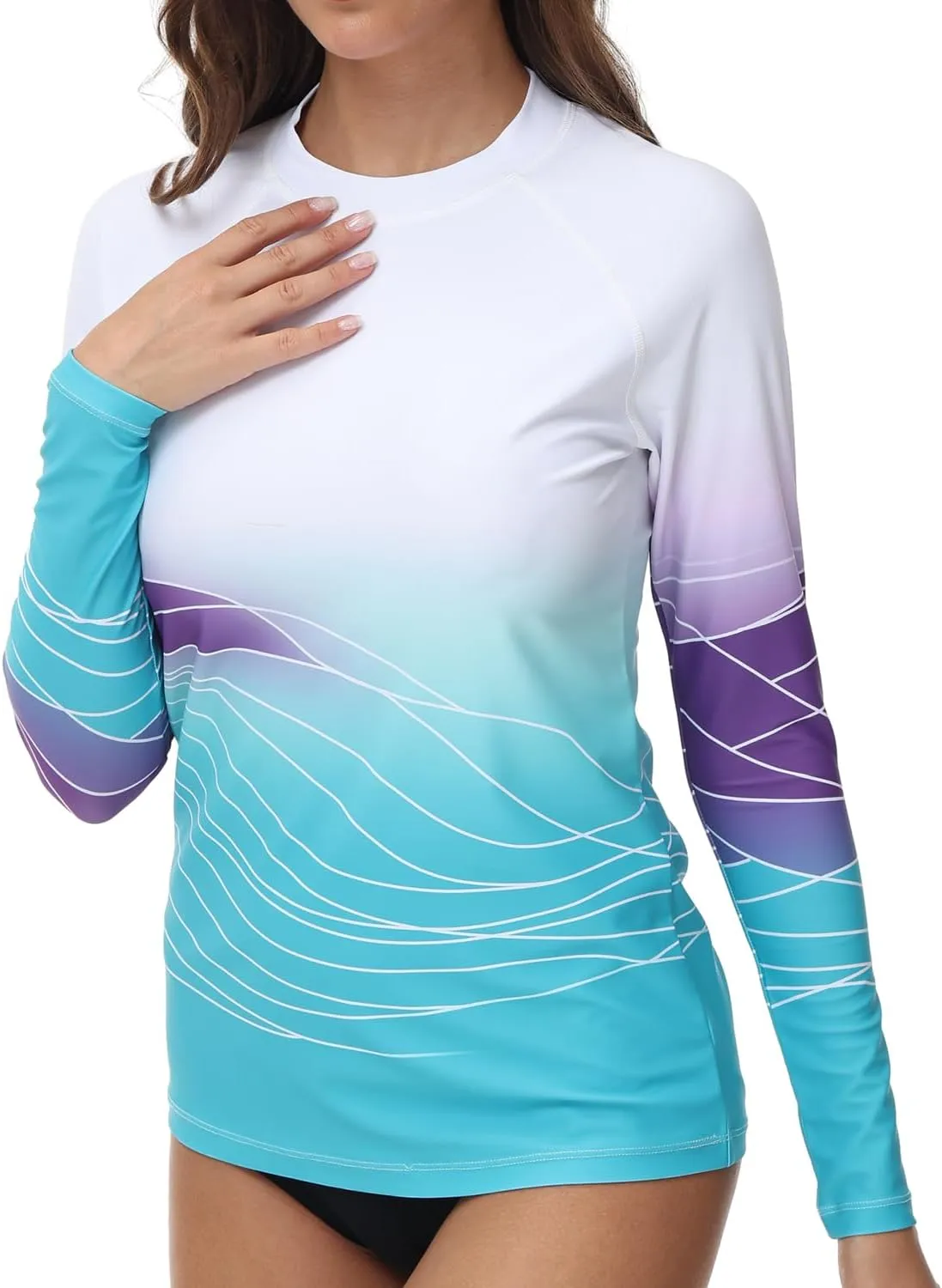 VAYAGER Womens Rash Guard UV Protection Long Sleeve Swim Shirts Quick Dry UPF 50  Water Beach Surfing Swimming Tops