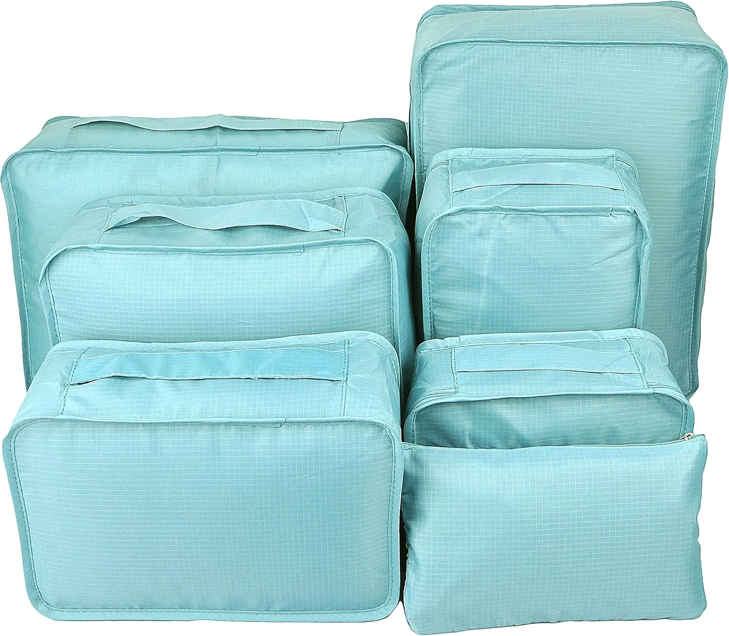 Vercord 7 Set Travel Packing Organizers Cubes Luggage Suitcase Organizer Bags Clothes Underwear Cube Shoe Pouch Pack Blue