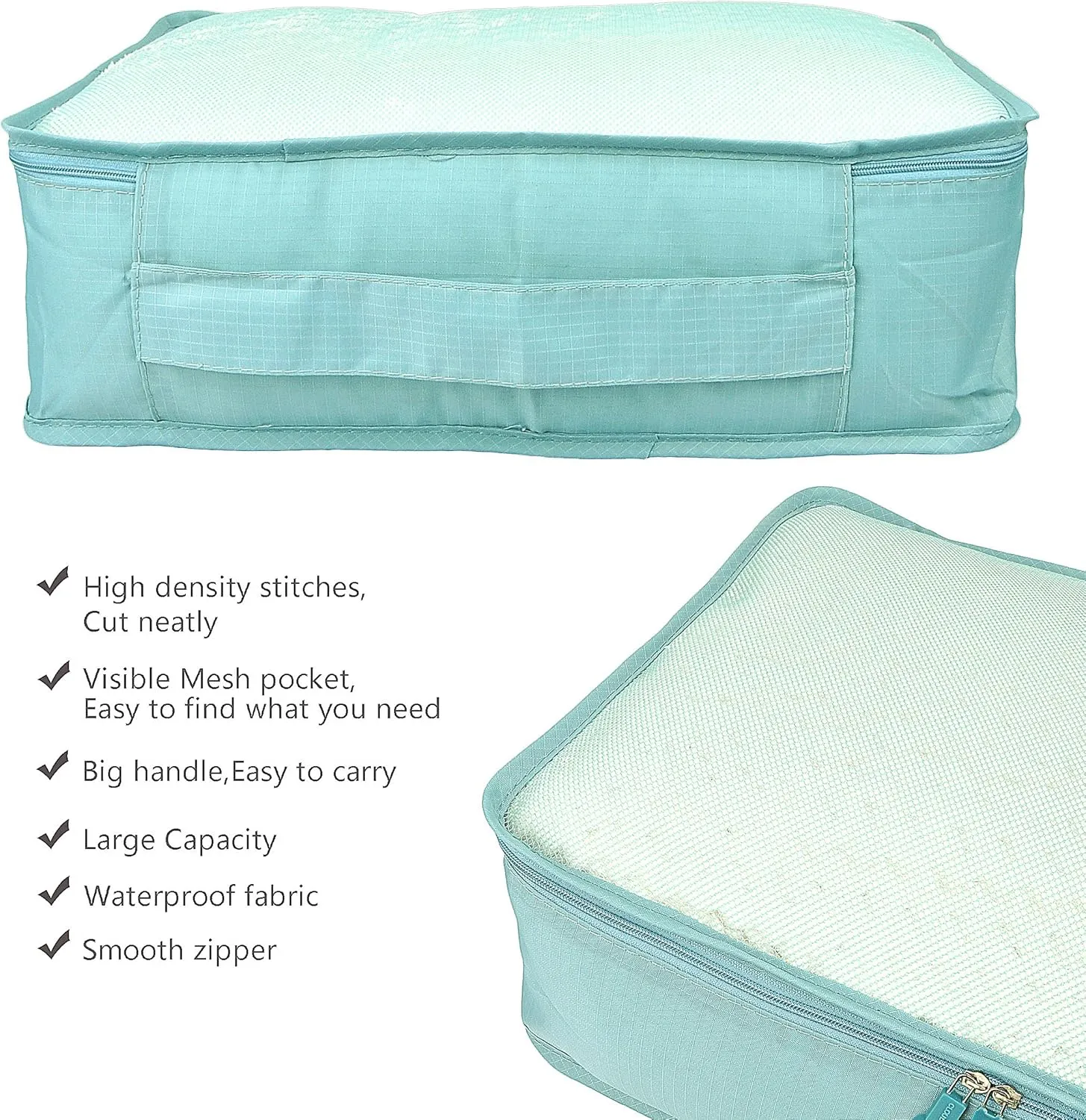 Vercord 7 Set Travel Packing Organizers Cubes Luggage Suitcase Organizer Bags Clothes Underwear Cube Shoe Pouch Pack Blue