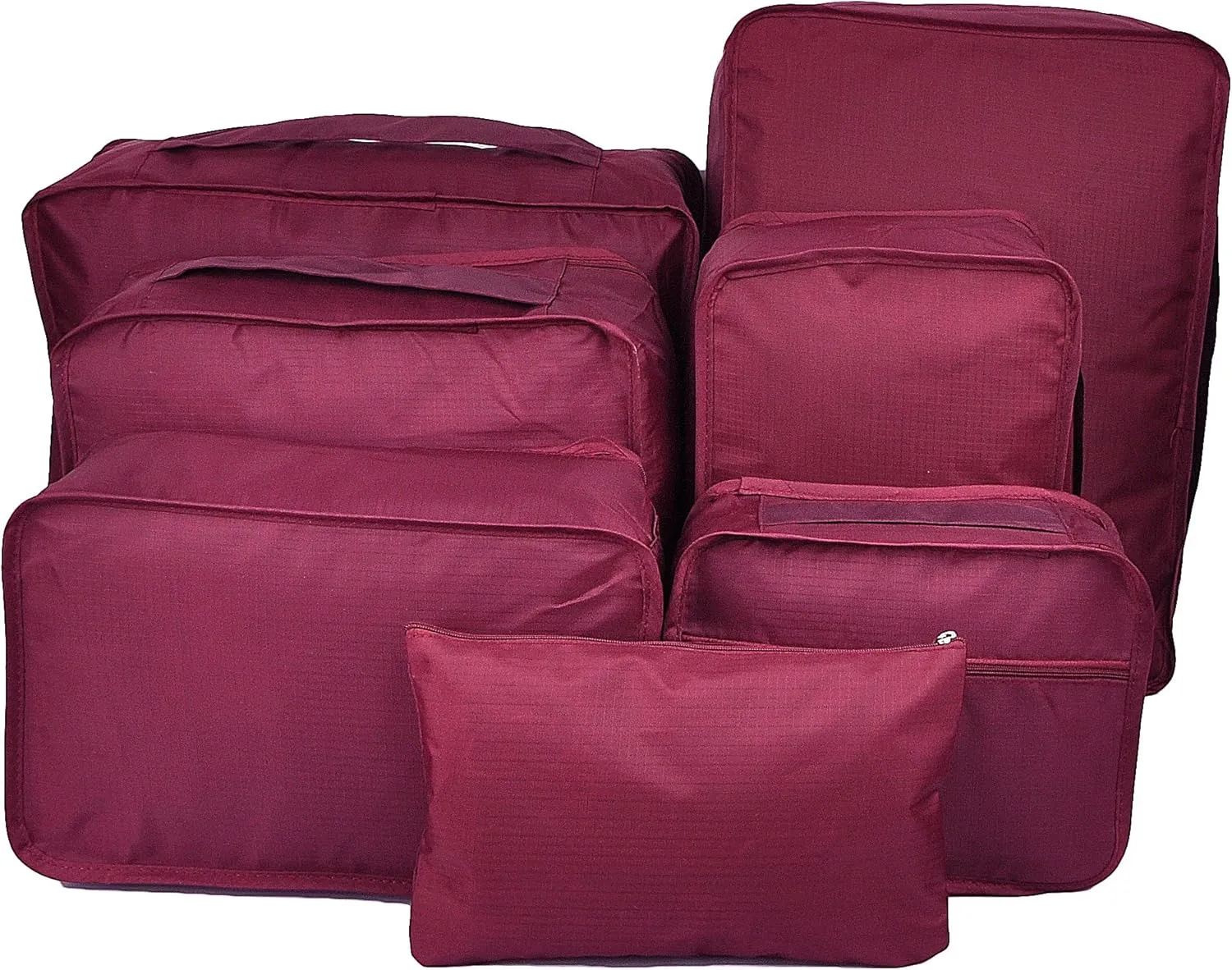 Vercord 7 Set Travel Packing Organizers Cubes Luggage Suitcase Organizer Bags Clothes Underwear Cube Shoe Pouch Pack Burgundy