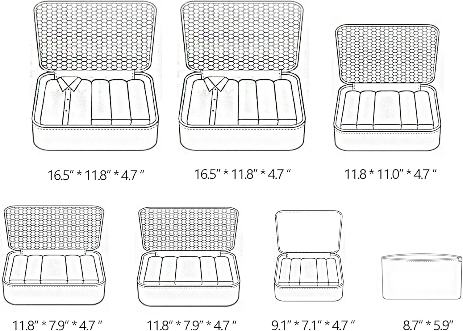 Vercord 7 Set Travel Packing Organizers Cubes Luggage Suitcase Organizer Bags Clothes Underwear Cube Shoe Pouch Pack Watermelon