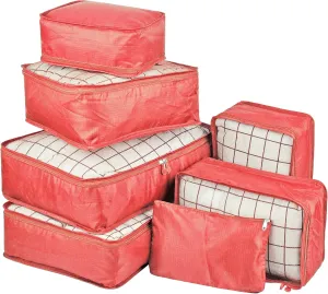 Vercord 7 Set Travel Packing Organizers Cubes Luggage Suitcase Organizer Bags Clothes Underwear Cube Shoe Pouch Pack Watermelon