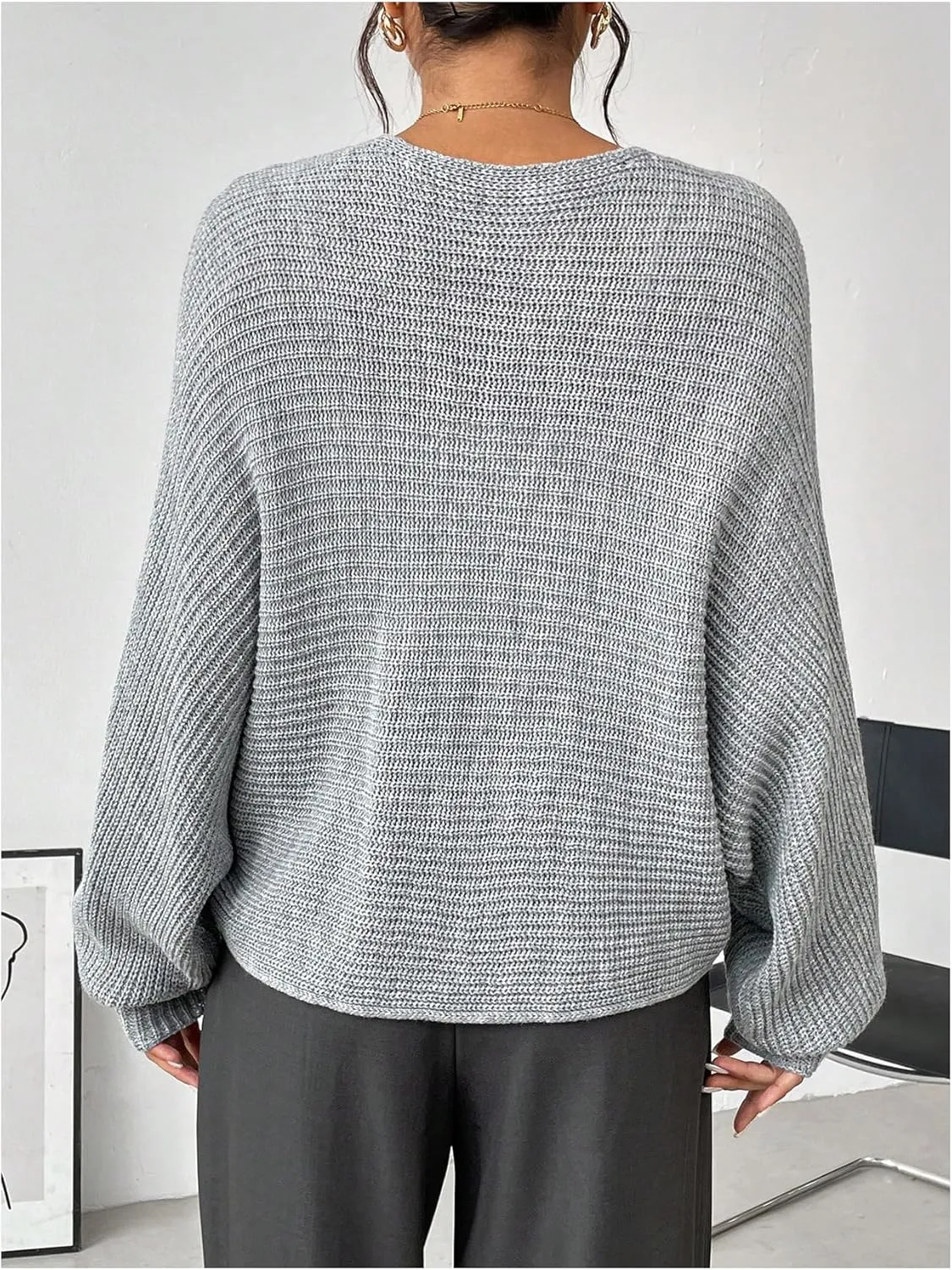 Verdusa Women's Lightweight Asymmetrical Criss Cross Crop Sweater Top Puff Sleeve Boat Neck Sweaters Coat
