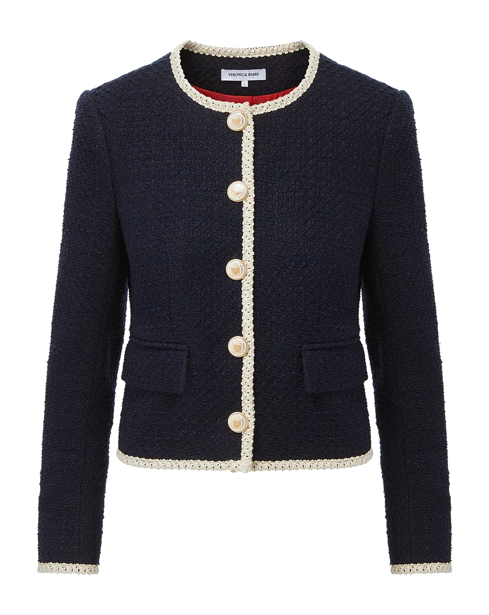 VERONICA BEARD Mabel Collarless Tweed Jacket