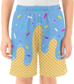 VIGTRO Ice Cream Boys Casual Shorts Athletic Gym Shorts Elastic Waist with Pockets, Summer Sports Outdoor Homewear Kids 7-15Y
