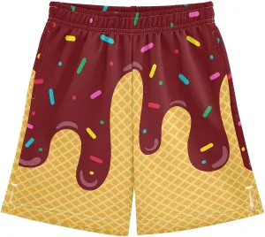 VIGTRO Ice Cream Boys Casual Shorts Athletic Gym Shorts Elastic Waist with Pockets, Summer Sports Outdoor Homewear Kids 7-15Y