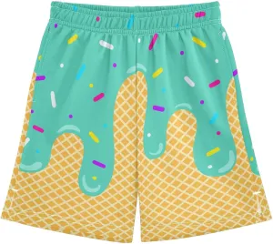 VIGTRO Ice Cream Boys Casual Shorts Athletic Gym Shorts Elastic Waist with Pockets, Summer Sports Outdoor Homewear Kids 7-15Y