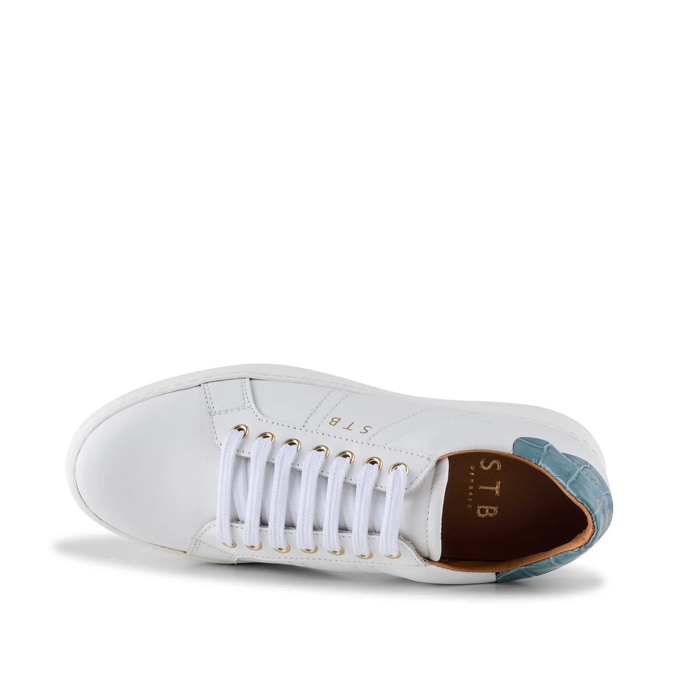 Vinca sneaker leather - WHITE/BLUE CROCO