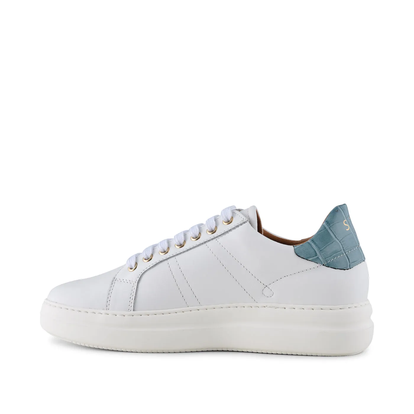 Vinca sneaker leather - WHITE/BLUE CROCO
