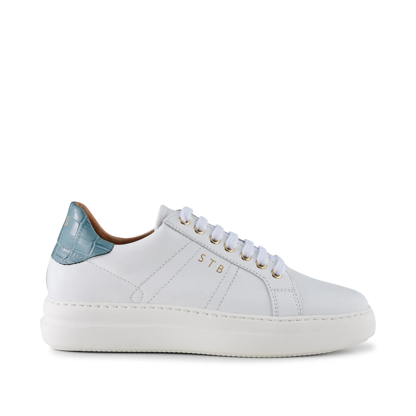 Vinca sneaker leather - WHITE/BLUE CROCO