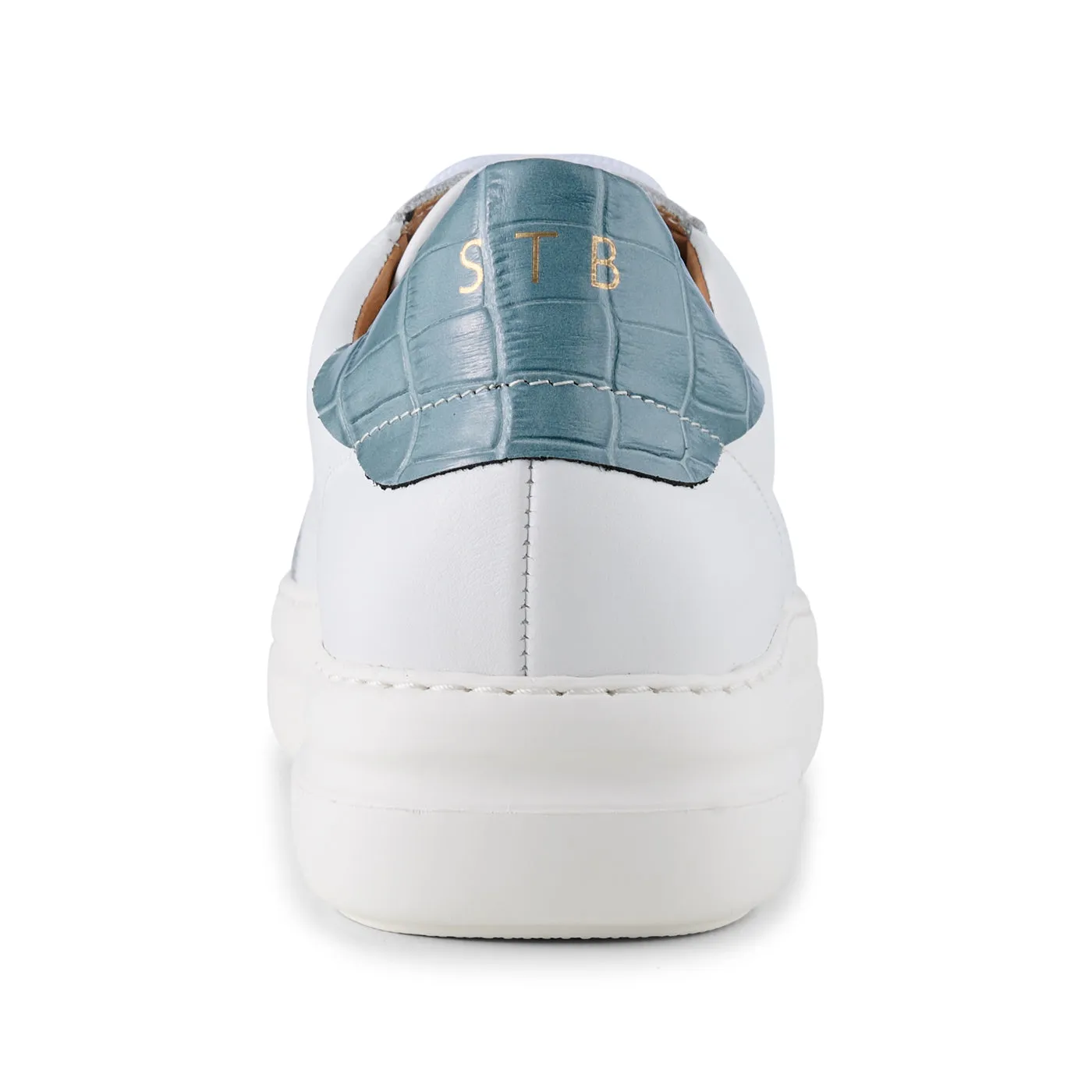 Vinca sneaker leather - WHITE/BLUE CROCO