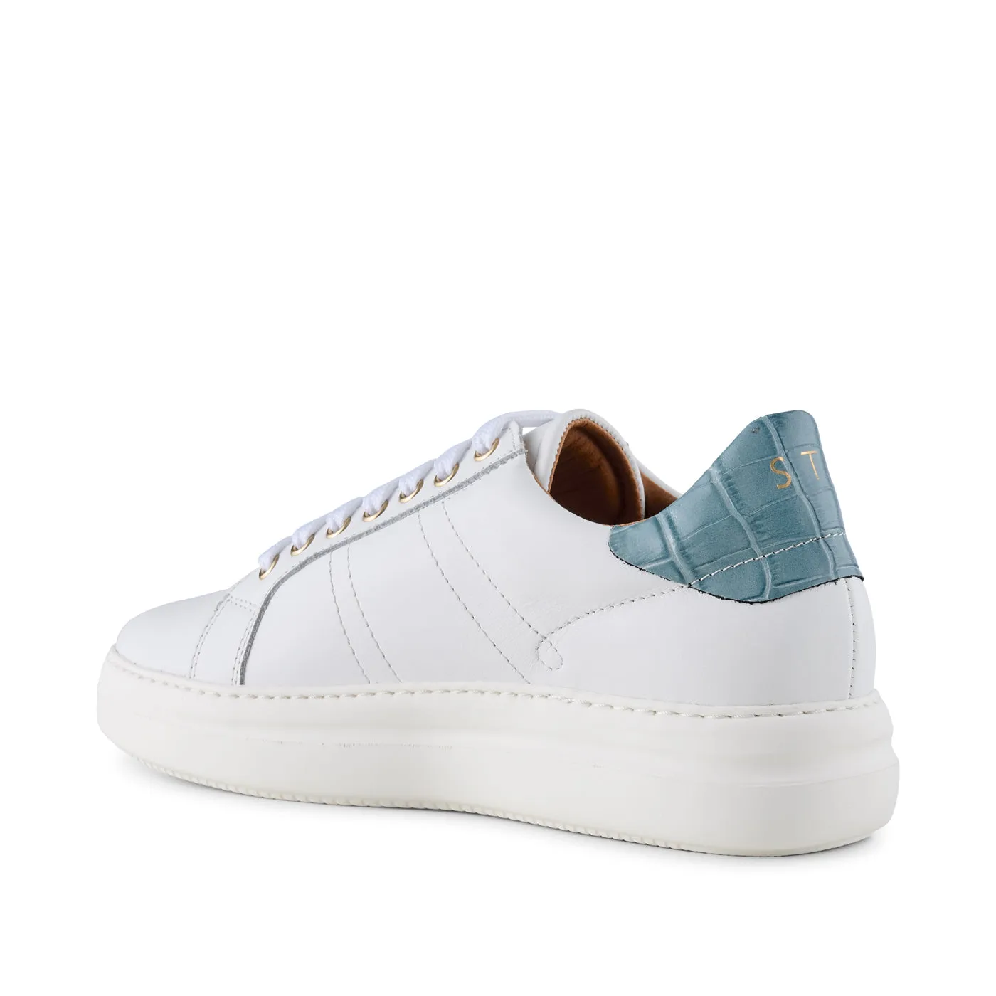 Vinca sneaker leather - WHITE/BLUE CROCO