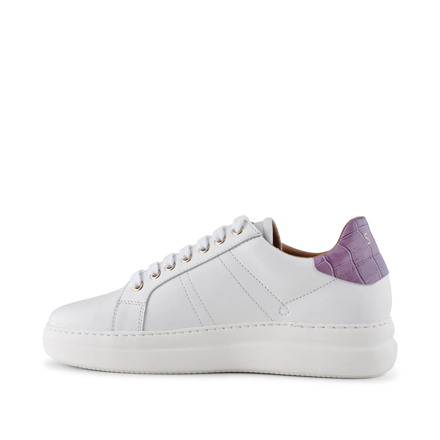 Vinca sneaker leather - WHITE/LAVENDER CROCO