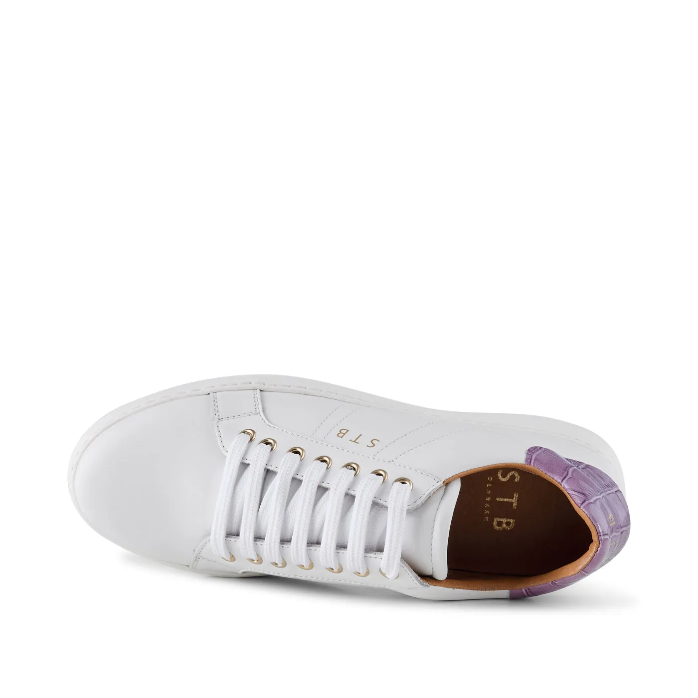 Vinca sneaker leather - WHITE/LAVENDER CROCO