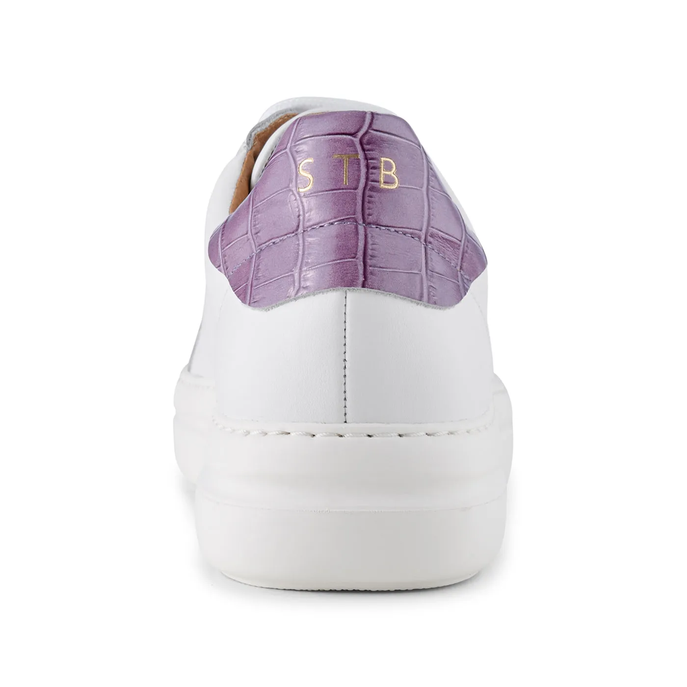 Vinca sneaker leather - WHITE/LAVENDER CROCO