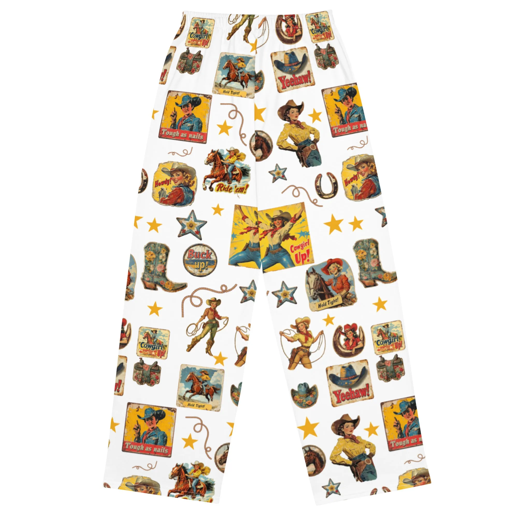 Vintage Cowgirl Collage Unisex Wide Leg Lounge Pants