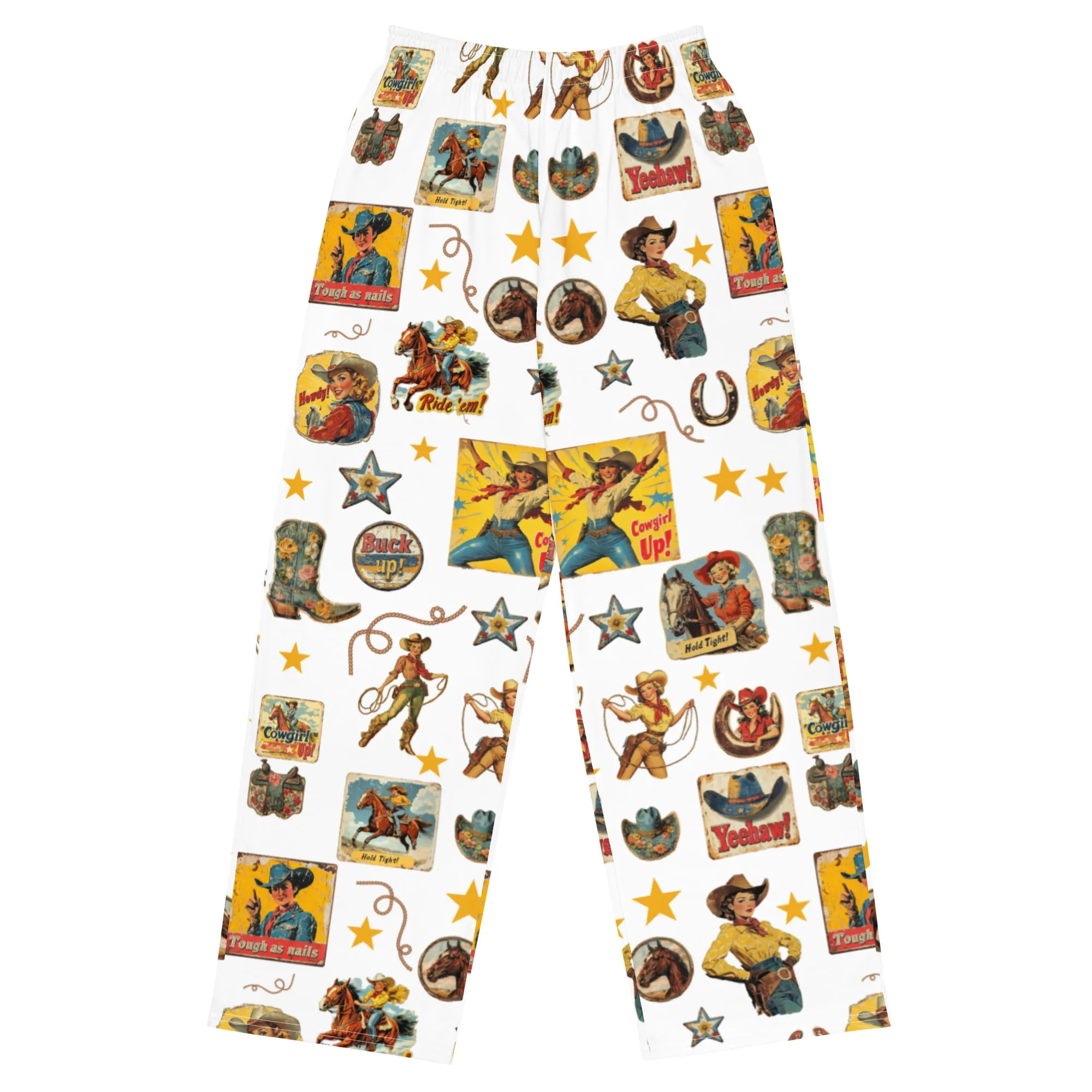 Vintage Cowgirl Collage Unisex Wide Leg Lounge Pants