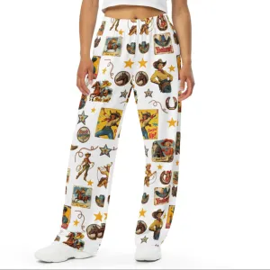 Vintage Cowgirl Collage Unisex Wide Leg Lounge Pants