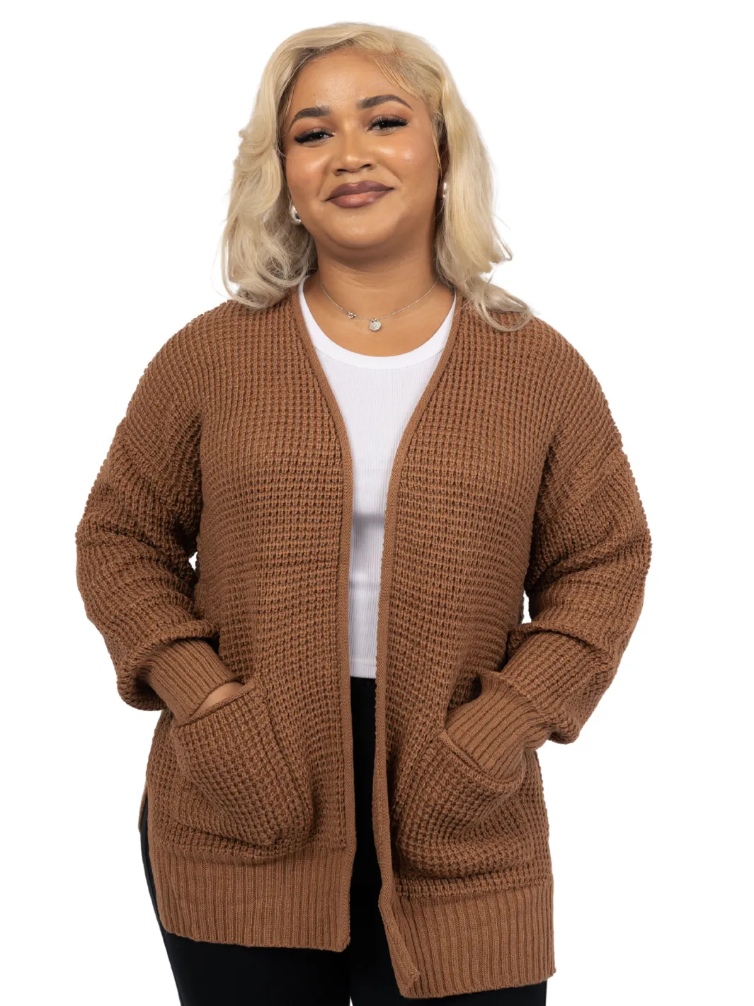 Waffle Open Cardigan