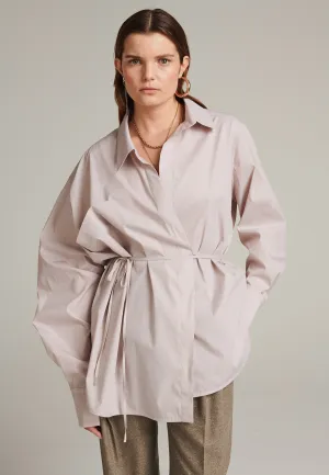 Walk asymmetric poplin shirt stone