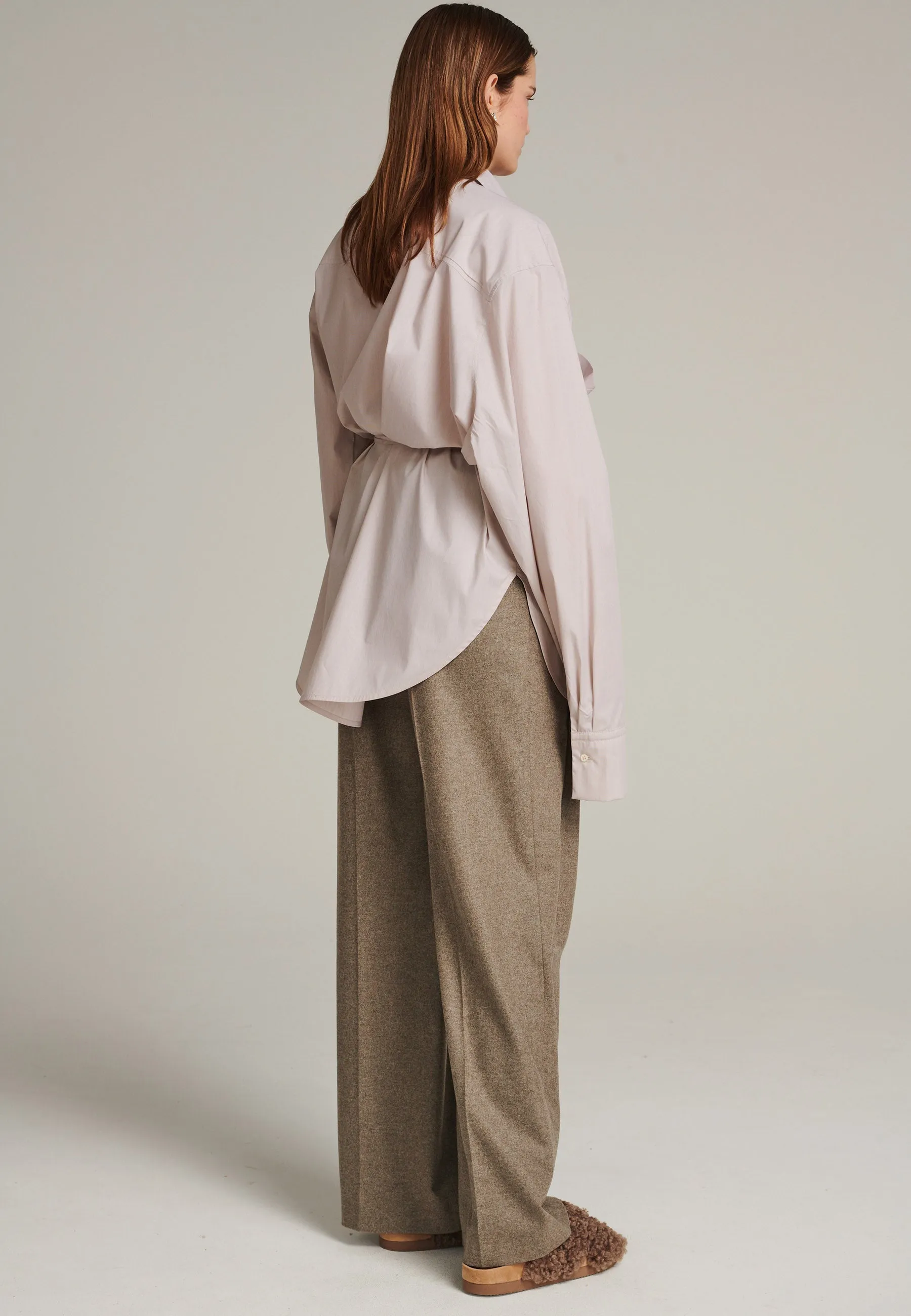 Walk asymmetric poplin shirt stone