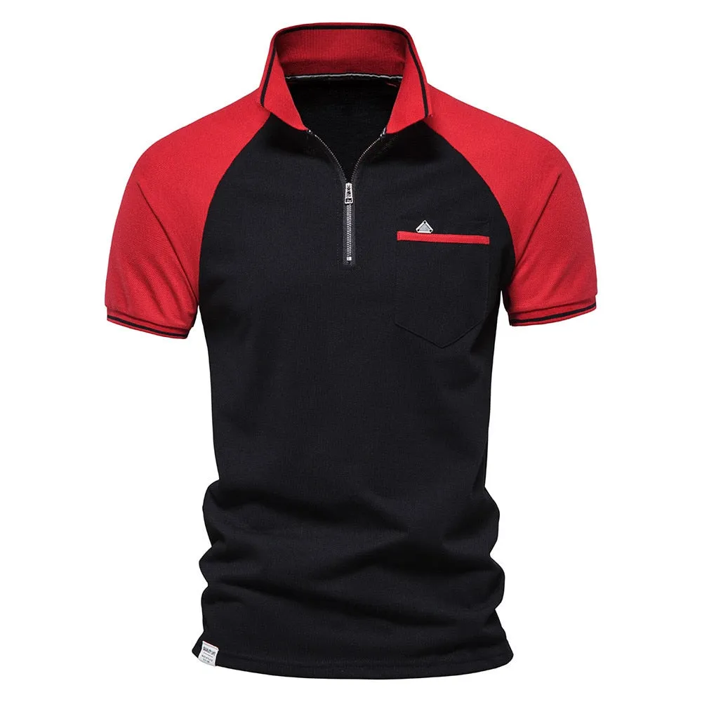 West Louis Men Cotton Front Pocket Business Style Polo Shirt