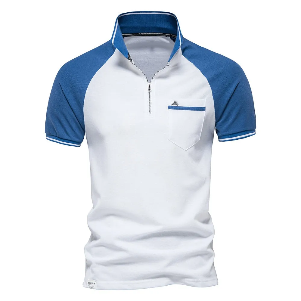 West Louis Men Cotton Front Pocket Business Style Polo Shirt