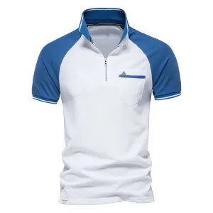 West Louis Men Cotton Front Pocket Business Style Polo Shirt
