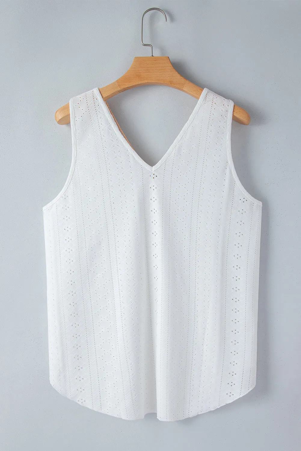 White Eyelet V-Neck Tank Top – Casual and Breezy Summer Staple
