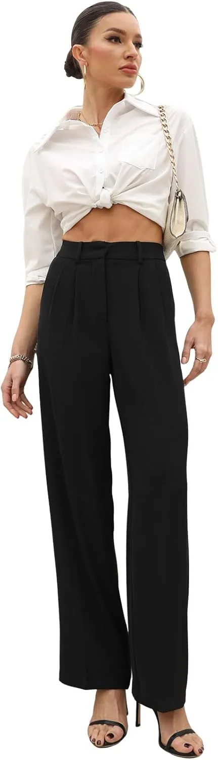 Wide Leg Pants for Women High Waisted Trousers with Pockets Women's Comfortable Work Pants Business Casual Pants