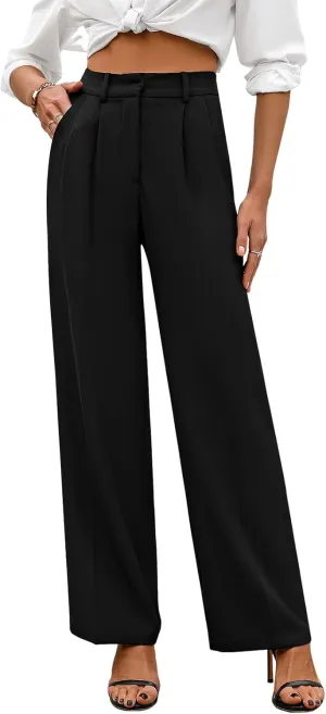 Wide Leg Pants for Women High Waisted Trousers with Pockets Women's Comfortable Work Pants Business Casual Pants