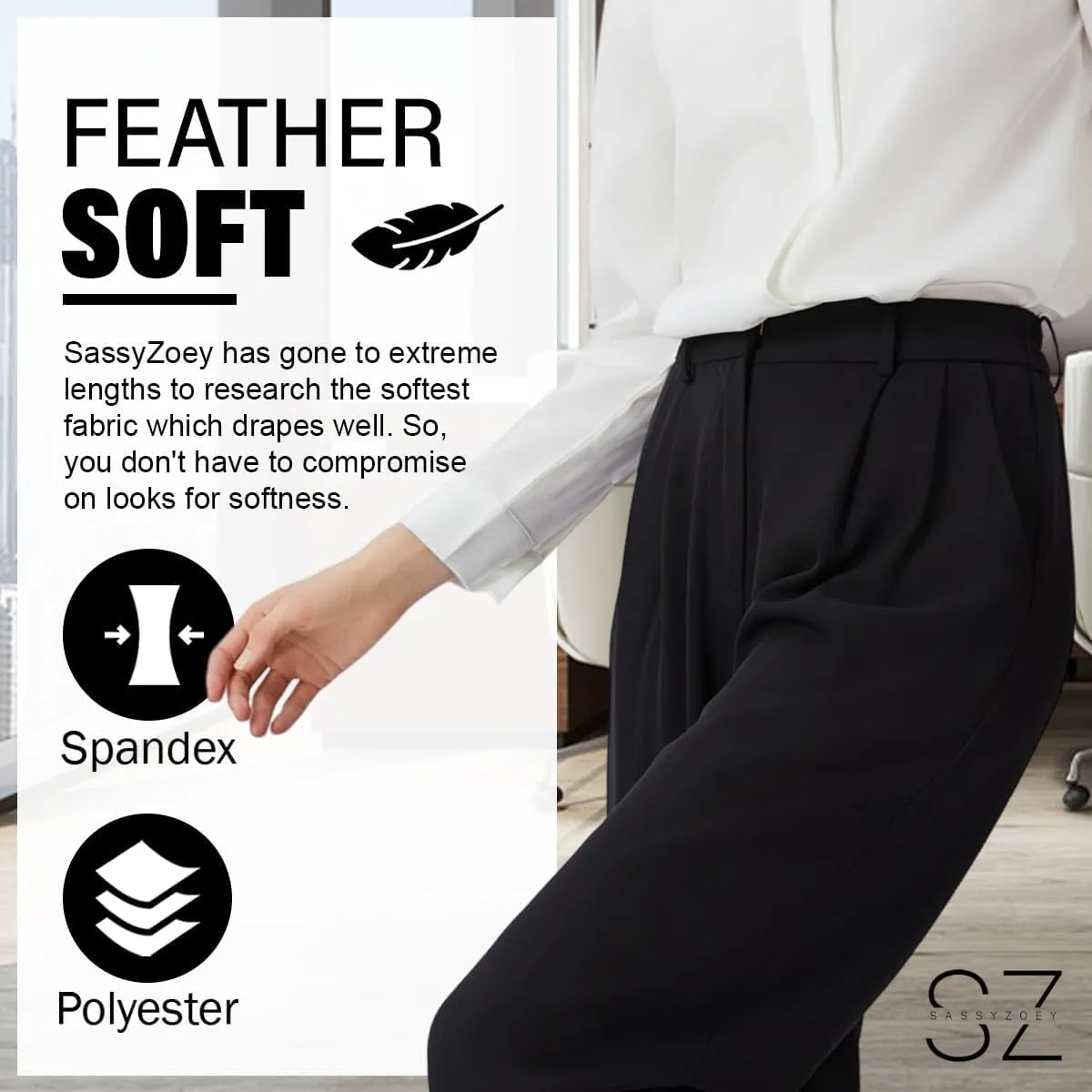 Wide Leg Pants for Women High Waisted Trousers with Pockets Women's Comfortable Work Pants Business Casual Pants