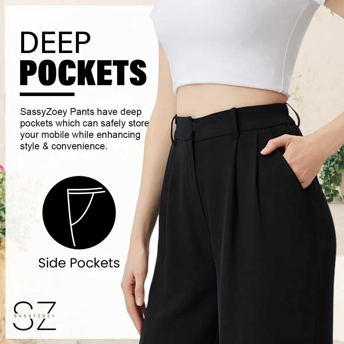 Wide Leg Pants for Women High Waisted Trousers with Pockets Women's Comfortable Work Pants Business Casual Pants