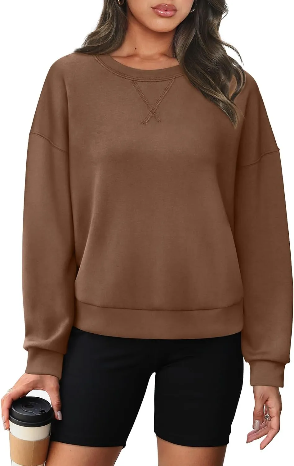 WIHOLL Womens Long Sleeve Crop Tops Crewneck Pullover Shirts Lightweight Sweatshirts 2024 Fall Fashion Clothes