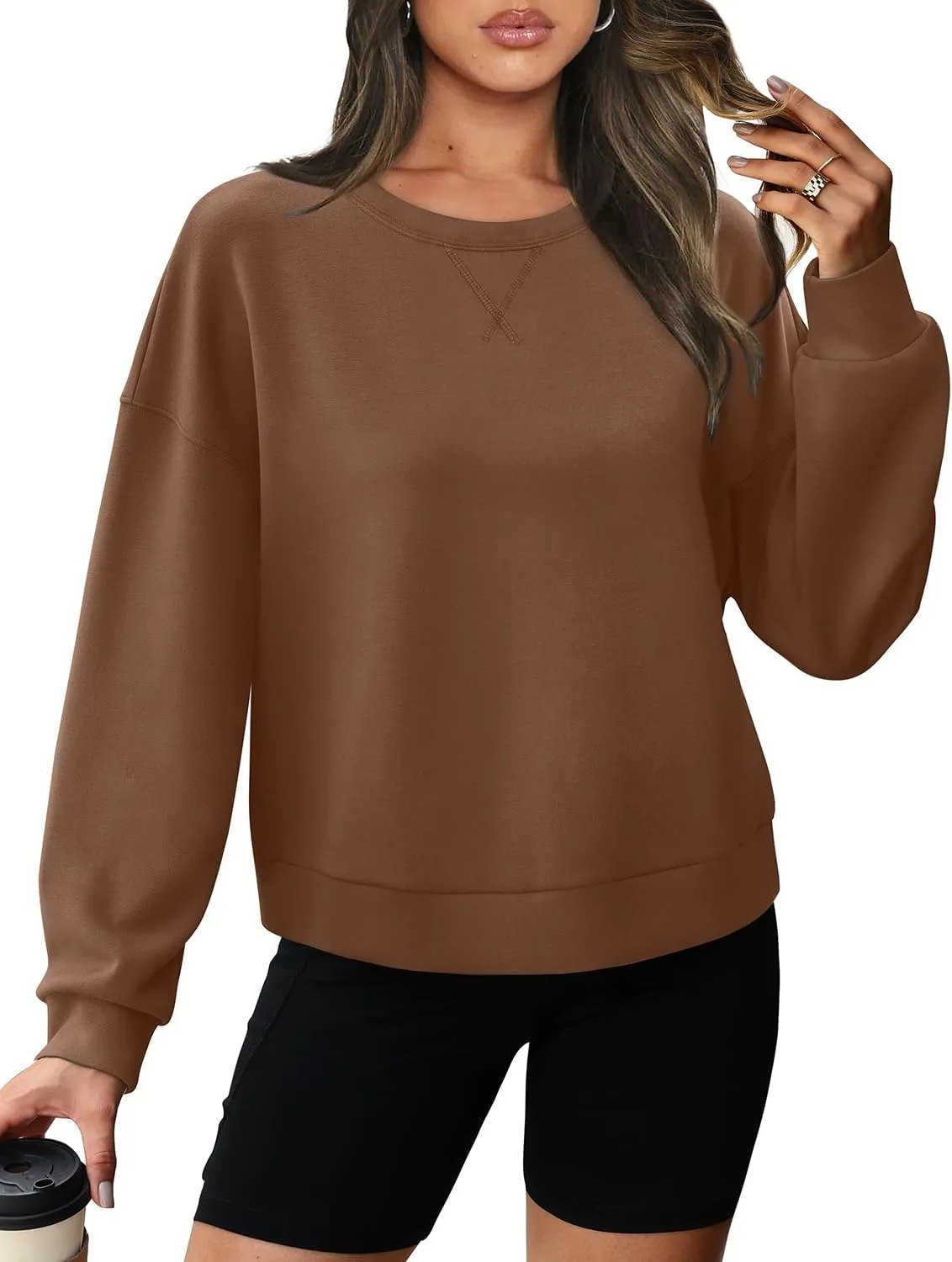 WIHOLL Womens Long Sleeve Crop Tops Crewneck Pullover Shirts Lightweight Sweatshirts 2024 Fall Fashion Clothes