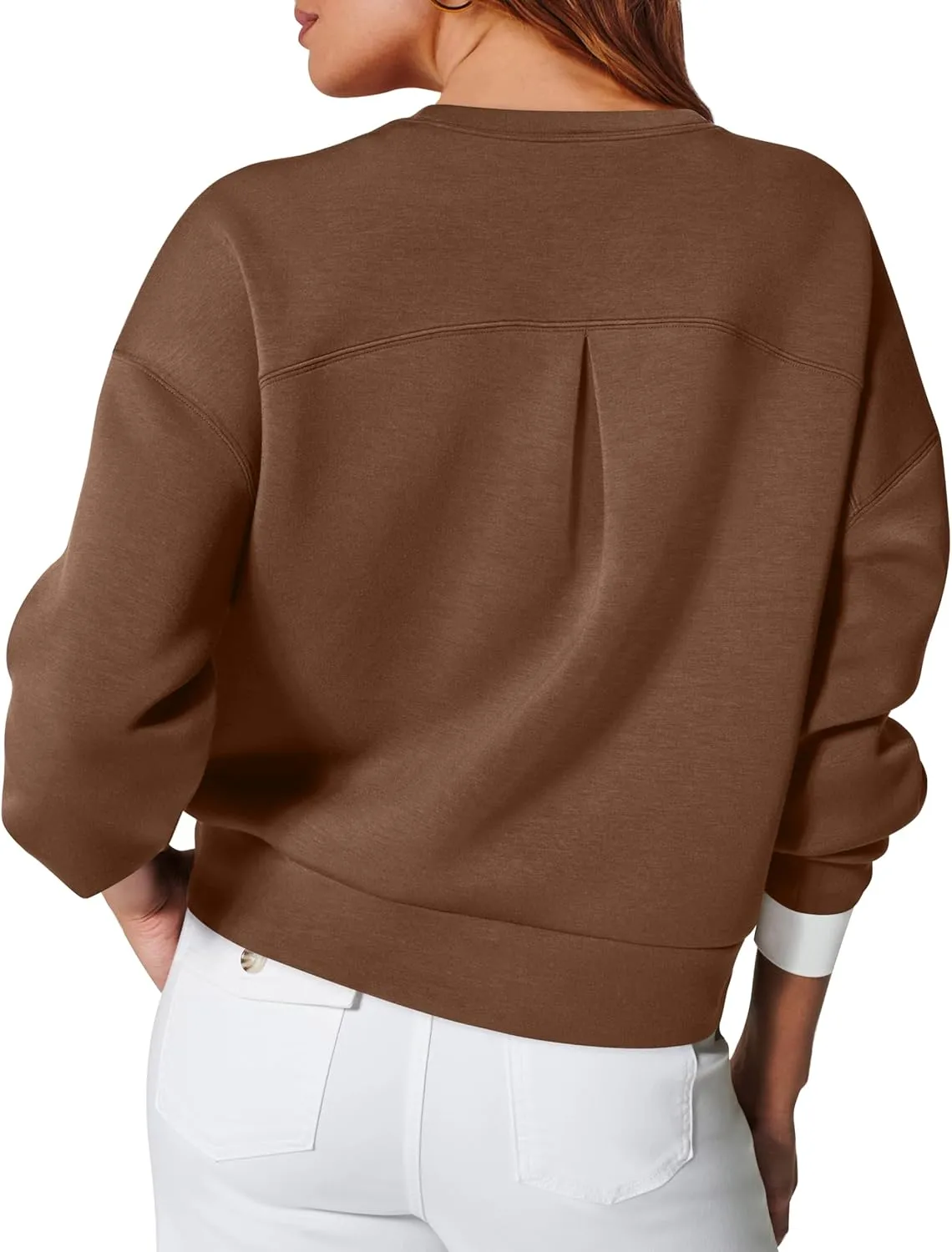 WIHOLL Womens Long Sleeve Crop Tops Crewneck Pullover Shirts Lightweight Sweatshirts 2024 Fall Fashion Clothes