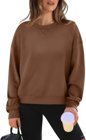 WIHOLL Womens Long Sleeve Crop Tops Crewneck Pullover Shirts Lightweight Sweatshirts 2024 Fall Fashion Clothes