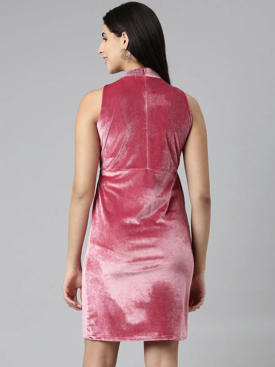 Women Pink Embellished Bling & Sparkly Sheath Dress