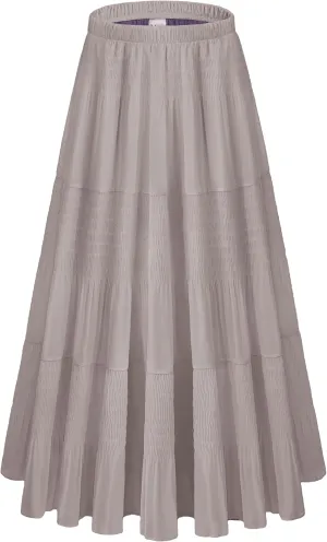 Women Pleated High Waist Skirts 2024 Fall Outfits Elegant Flowy A-Line Maxi Skirt