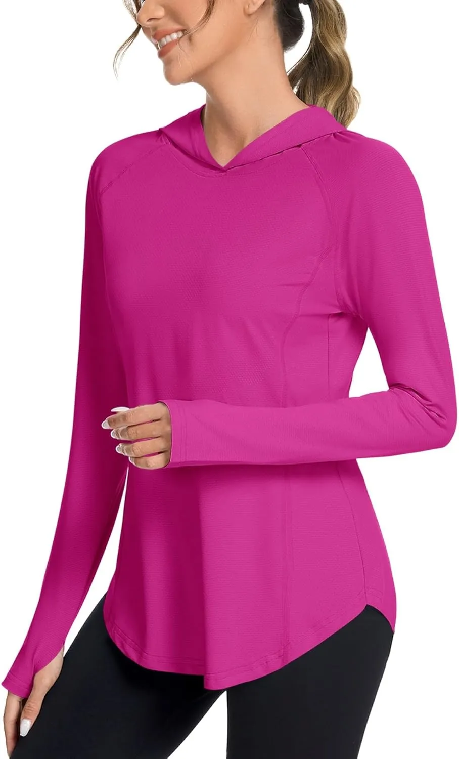 Women UPF50  Long Sleeve Shirts UV Protection Lightweight Sun Hoodie Hiking Workout Tops Quick Dry Outdoor