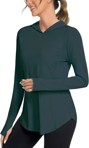 Women UPF50  Long Sleeve Shirts UV Protection Lightweight Sun Hoodie Hiking Workout Tops Quick Dry Outdoor