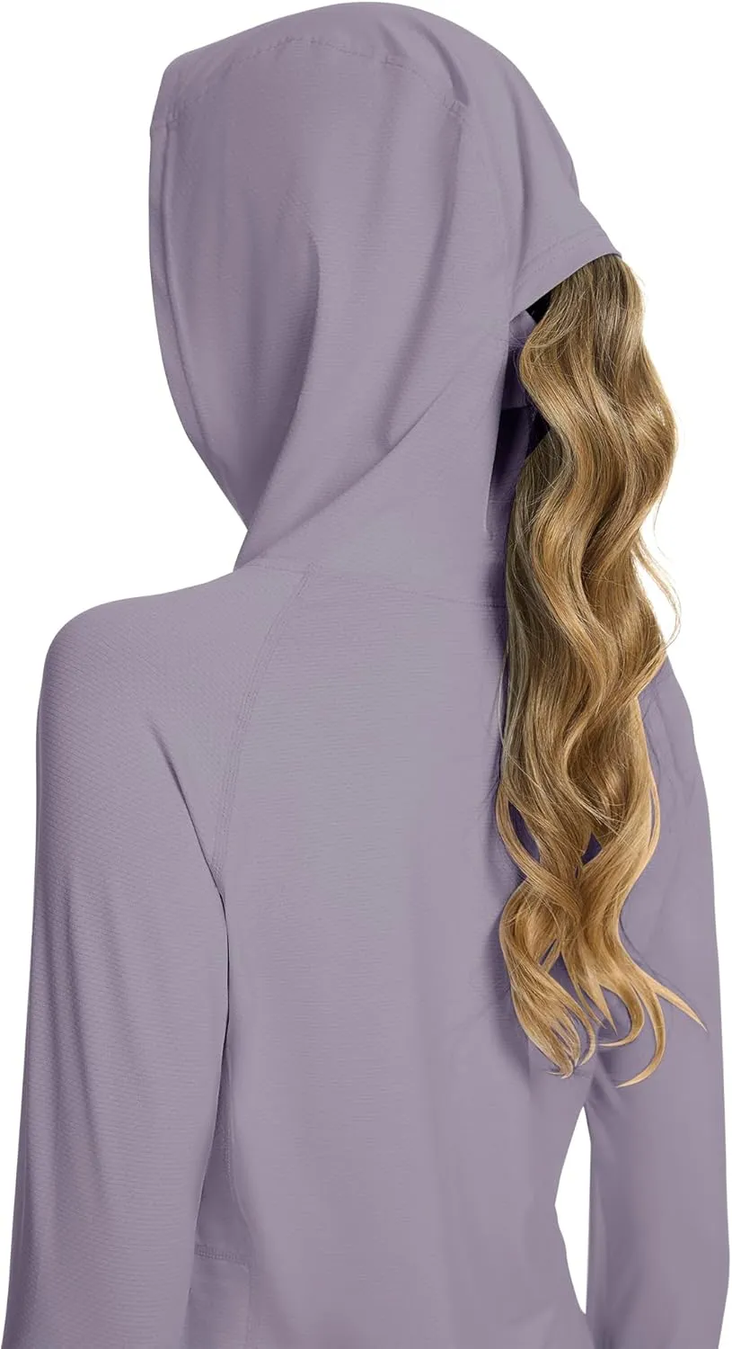 Women UPF50  Long Sleeve Shirts UV Protection Lightweight Sun Hoodie Hiking Workout Tops Quick Dry Outdoor