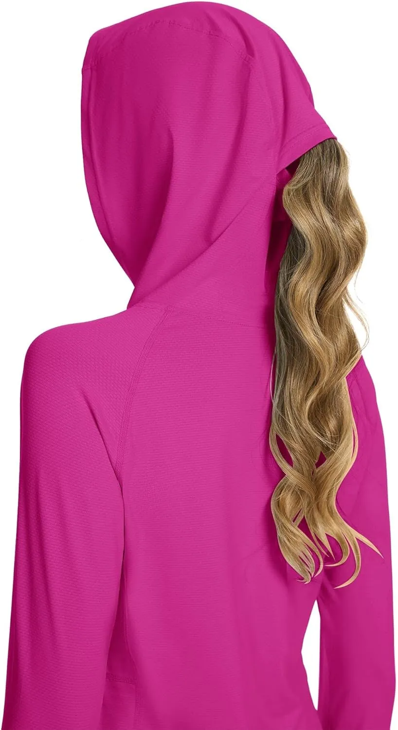 Women UPF50  Long Sleeve Shirts UV Protection Lightweight Sun Hoodie Hiking Workout Tops Quick Dry Outdoor