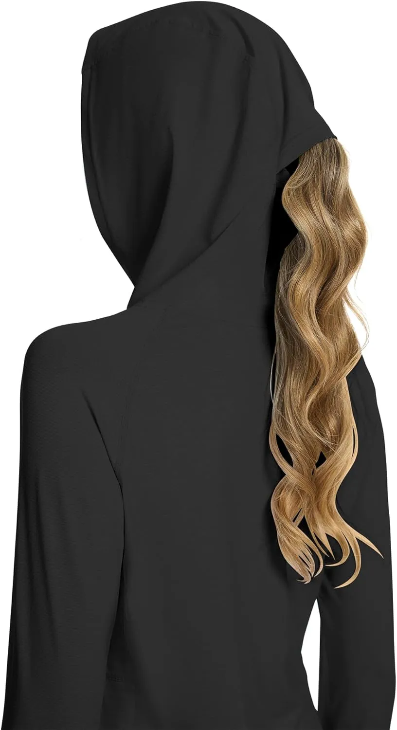 Women UPF50  Long Sleeve Shirts UV Protection Lightweight Sun Hoodie Hiking Workout Tops Quick Dry Outdoor