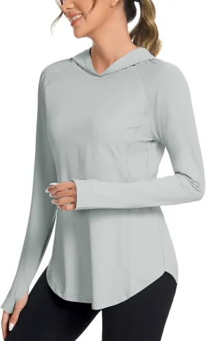 Women UPF50  Long Sleeve Shirts UV Protection Lightweight Sun Hoodie Hiking Workout Tops Quick Dry Outdoor
